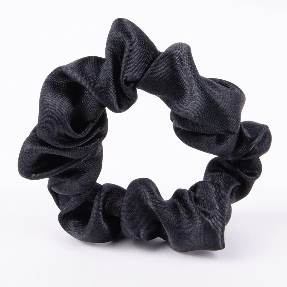 Satin Scrunchies Black Hair Ties, Pack of 8 - Picture 4 of 6